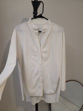 Aday Something Borrowed white tailored button up tunic shirt women's Medium